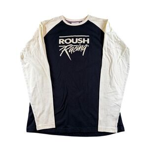 Team Caliber Roush Racing Raglan Long Sleeve Shirt Mens XL Black Cream Cotton